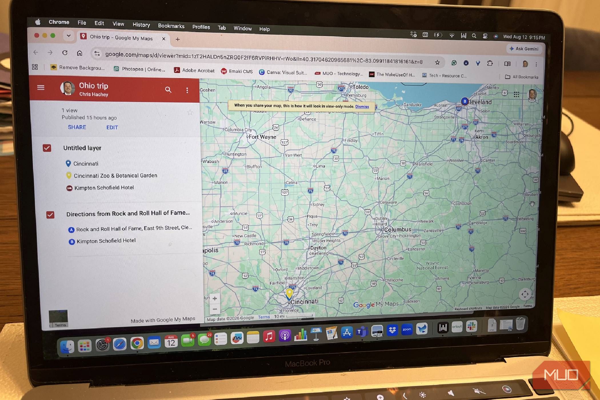 A photo of a laptop using Google My Maps