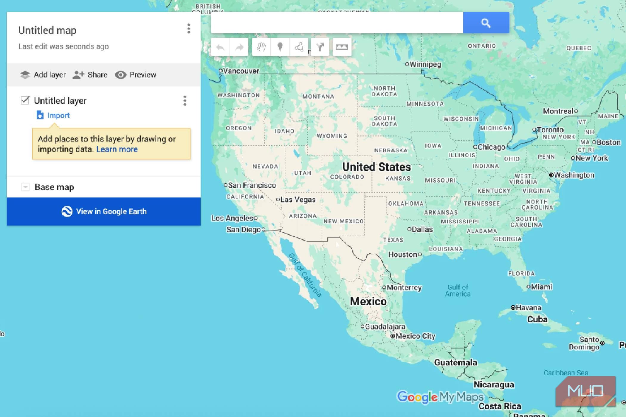 The main page of Google My Maps