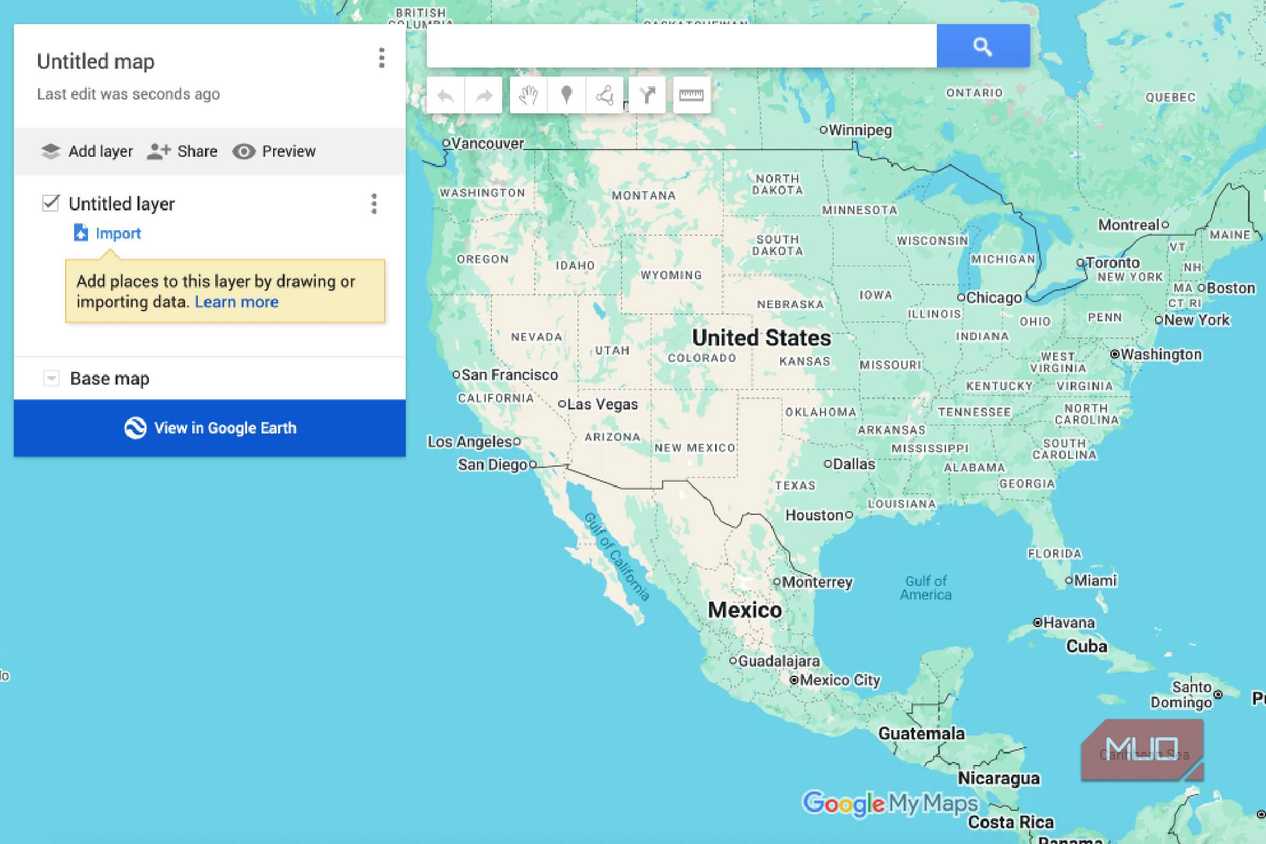 The main page of Google My Maps