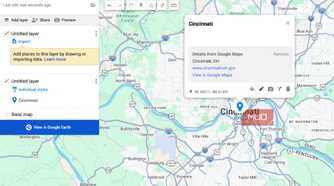 Putting a pin in Cincinnati in Google My Maps