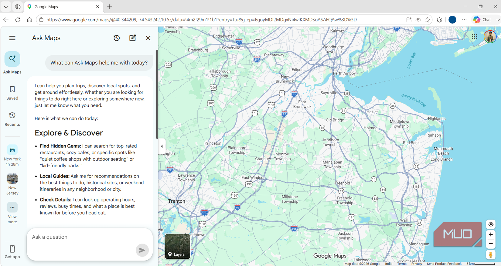 Google Maps showing ask maps feature