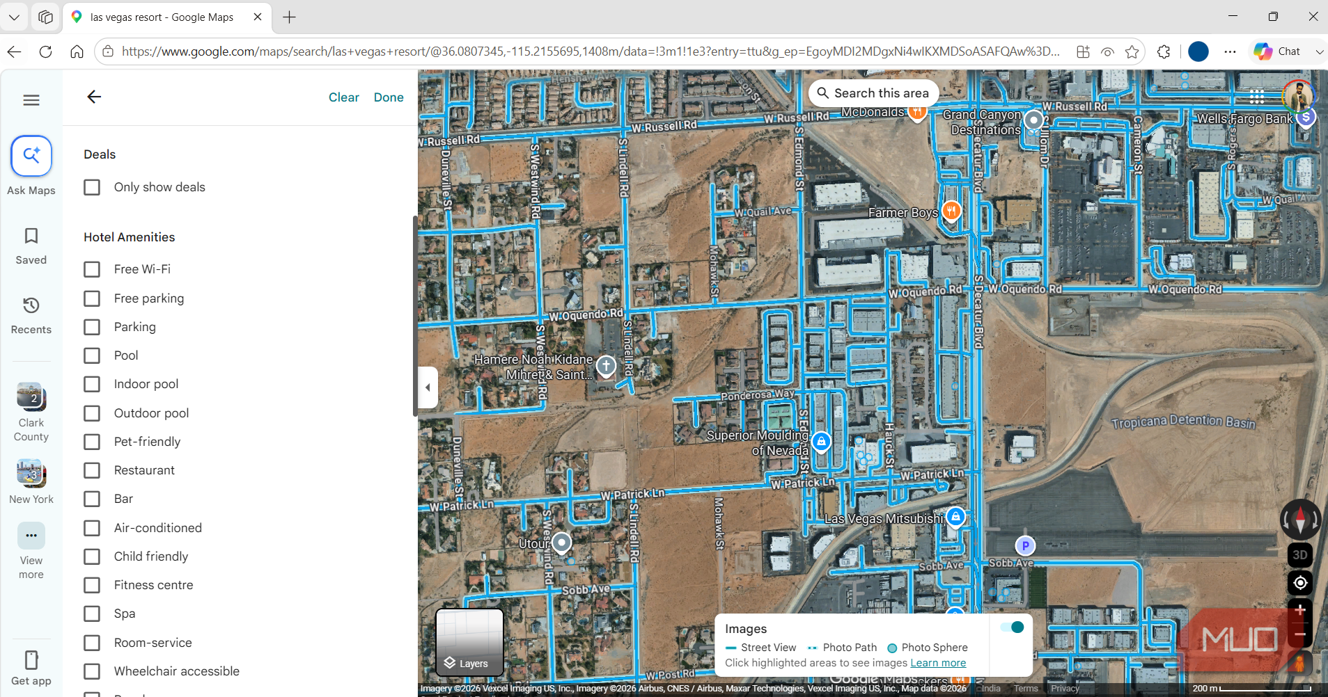 Google Maps showing hotel filters