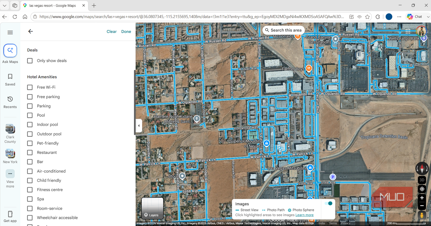 Google Maps showing hotel filters