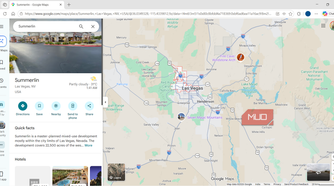 Google Maps showing Las Vegas local places on a PC