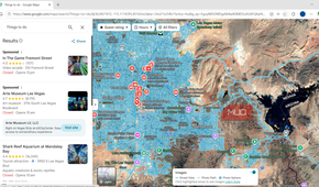 Google Maps showing things to do on a PC