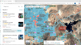 Google Maps showing things to do on a PC