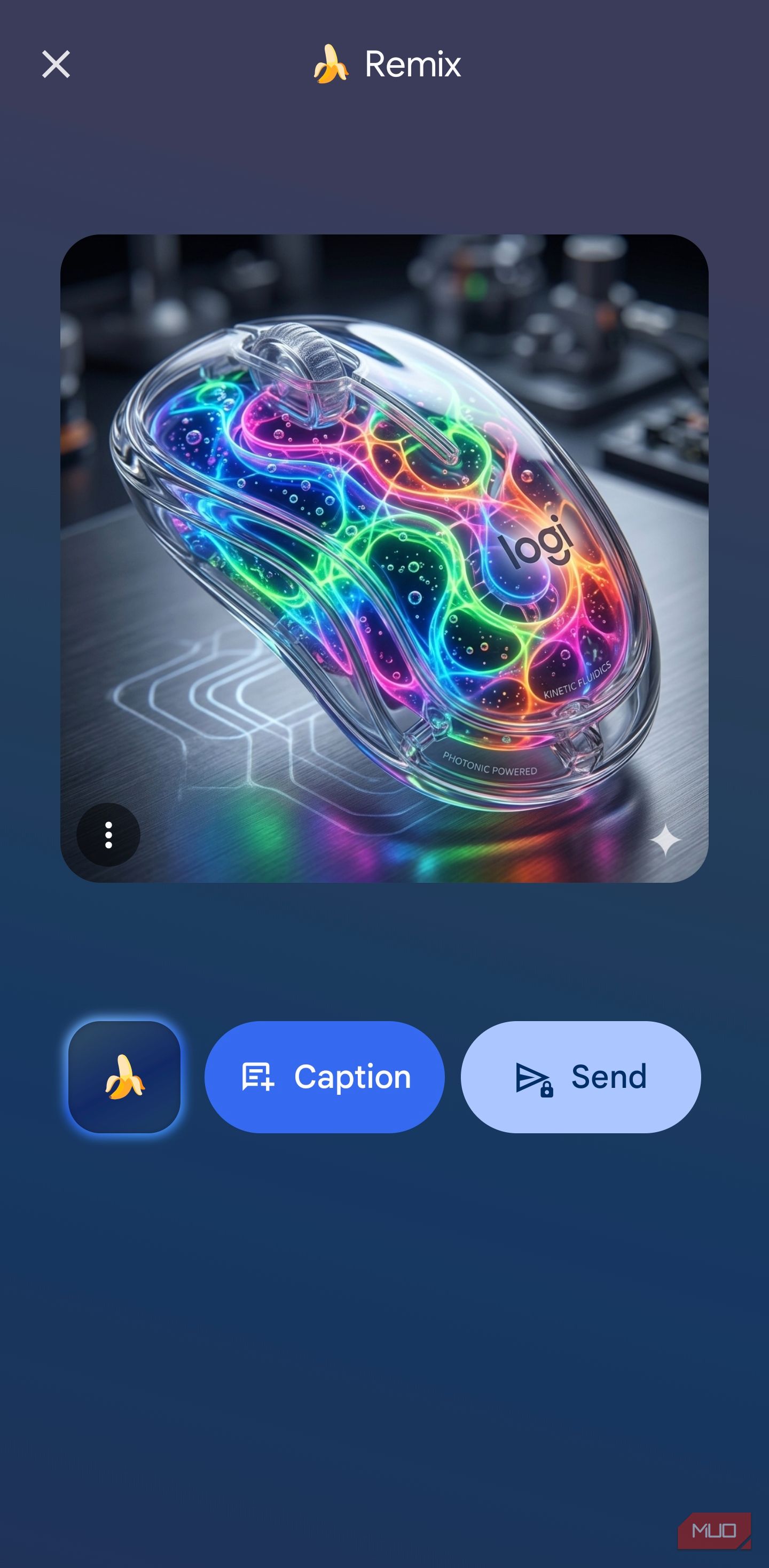 Google Messages Remix preview with caption and send options