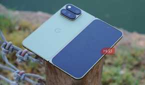 The Google Pixel 11 Pro Fold unfolded on a post.
