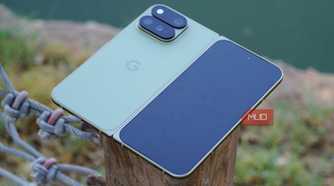 The Google Pixel 11 Pro Fold unfolded on a post.