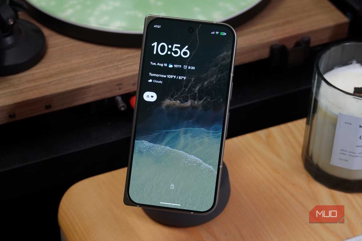 A Pixel 11 Pro Fold on a Qi2 wireless charger.