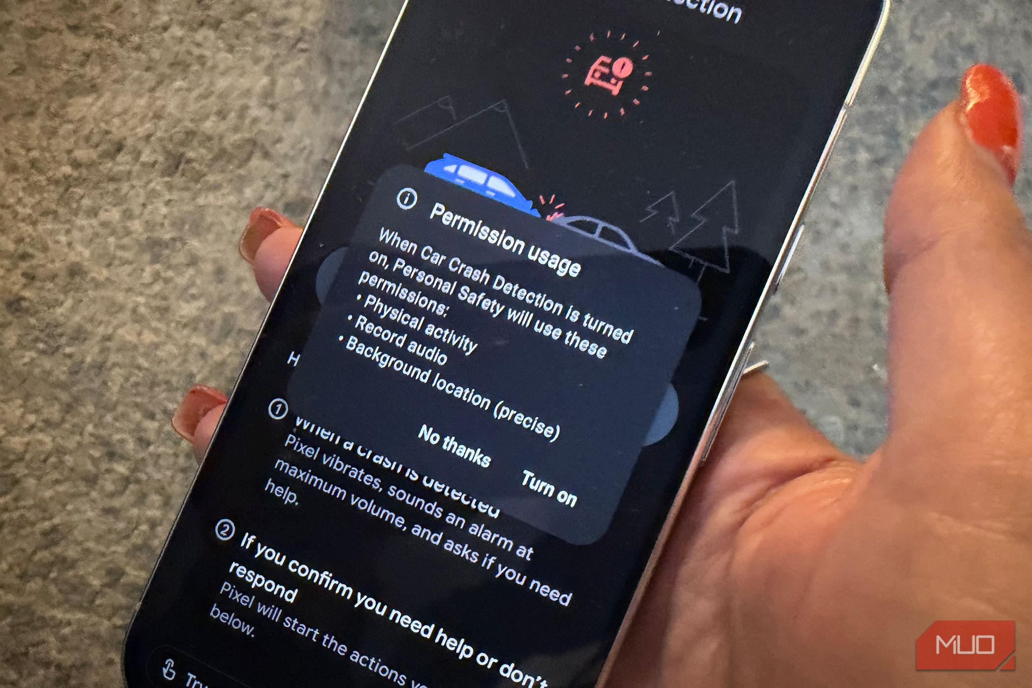 google pixel 11 pro permissions for crash detection