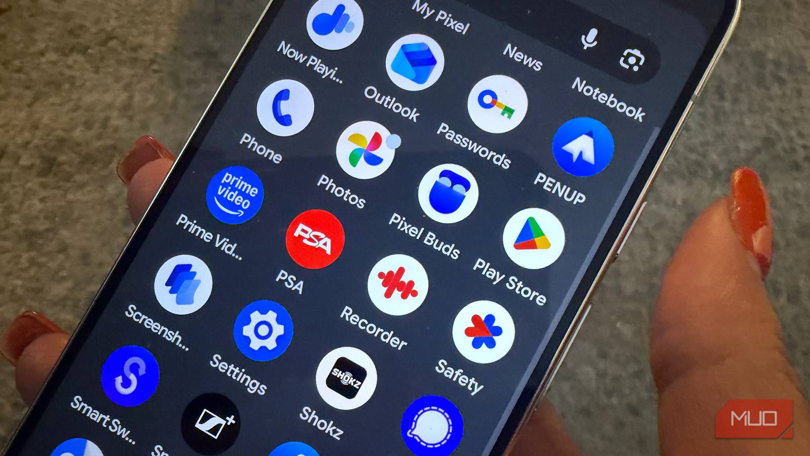 A close-up of the app icons on a Google Pixel 11 Pro.