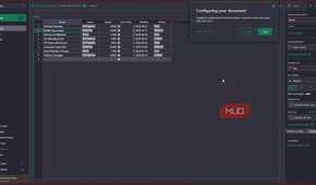 Gris table with document configuration tooltip