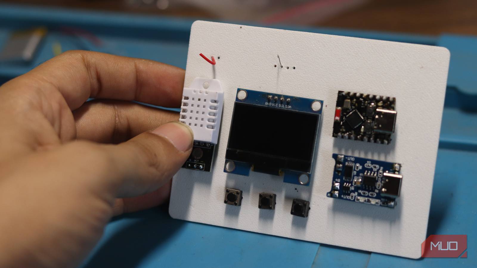 Hand holding 3D printed PCB