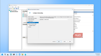 Hyper V Manager New Virtual Machine Wizard Configure Networking dialog