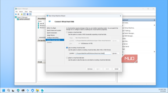 Hyper V Manager New Virtual Machine Wizard Connect Virtual Hard Disk step