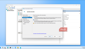 Hyper V Manager New Virtual Machine Wizard Specify Generation dialog