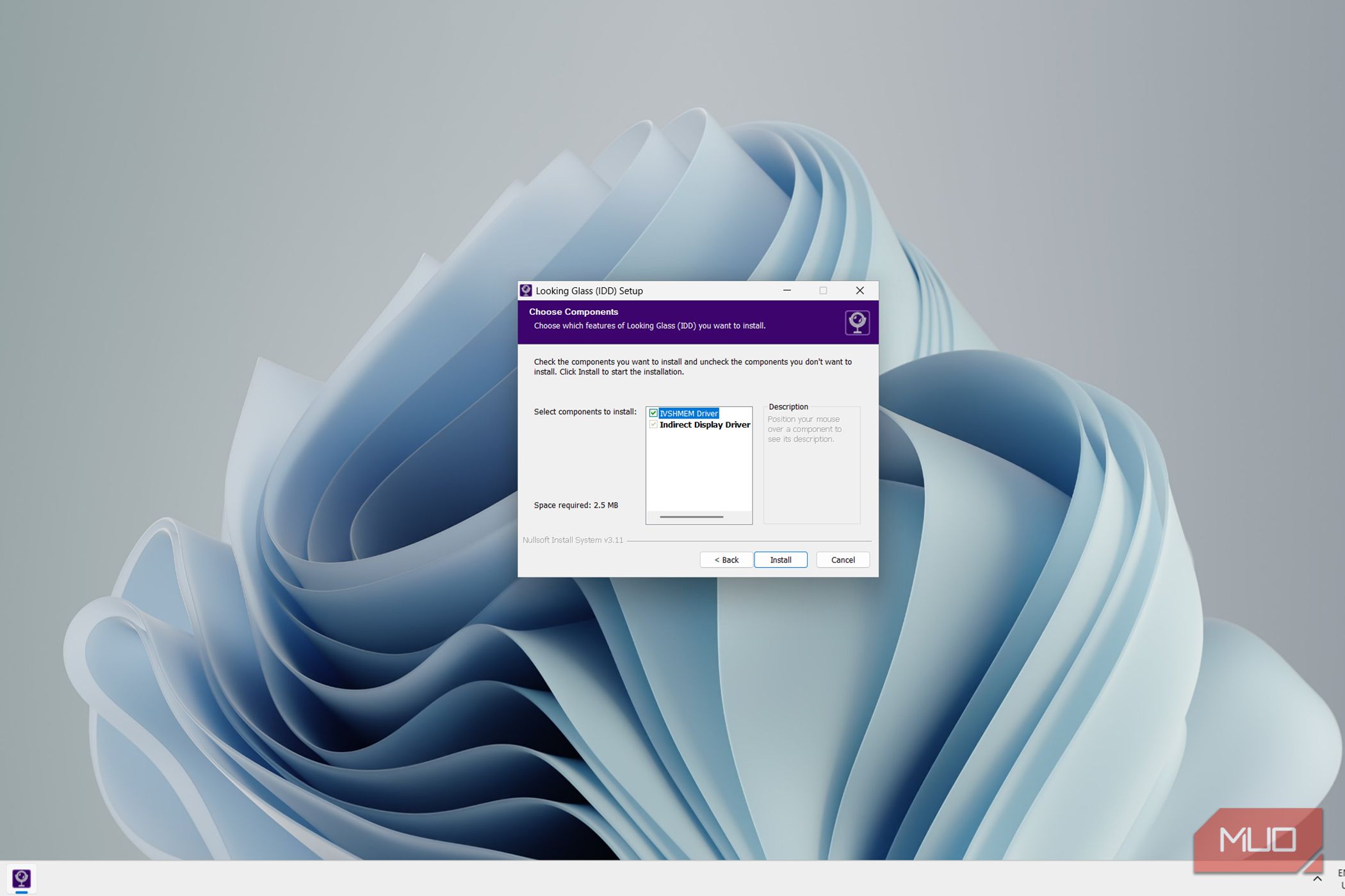 Installing the looking glass IDD driver
