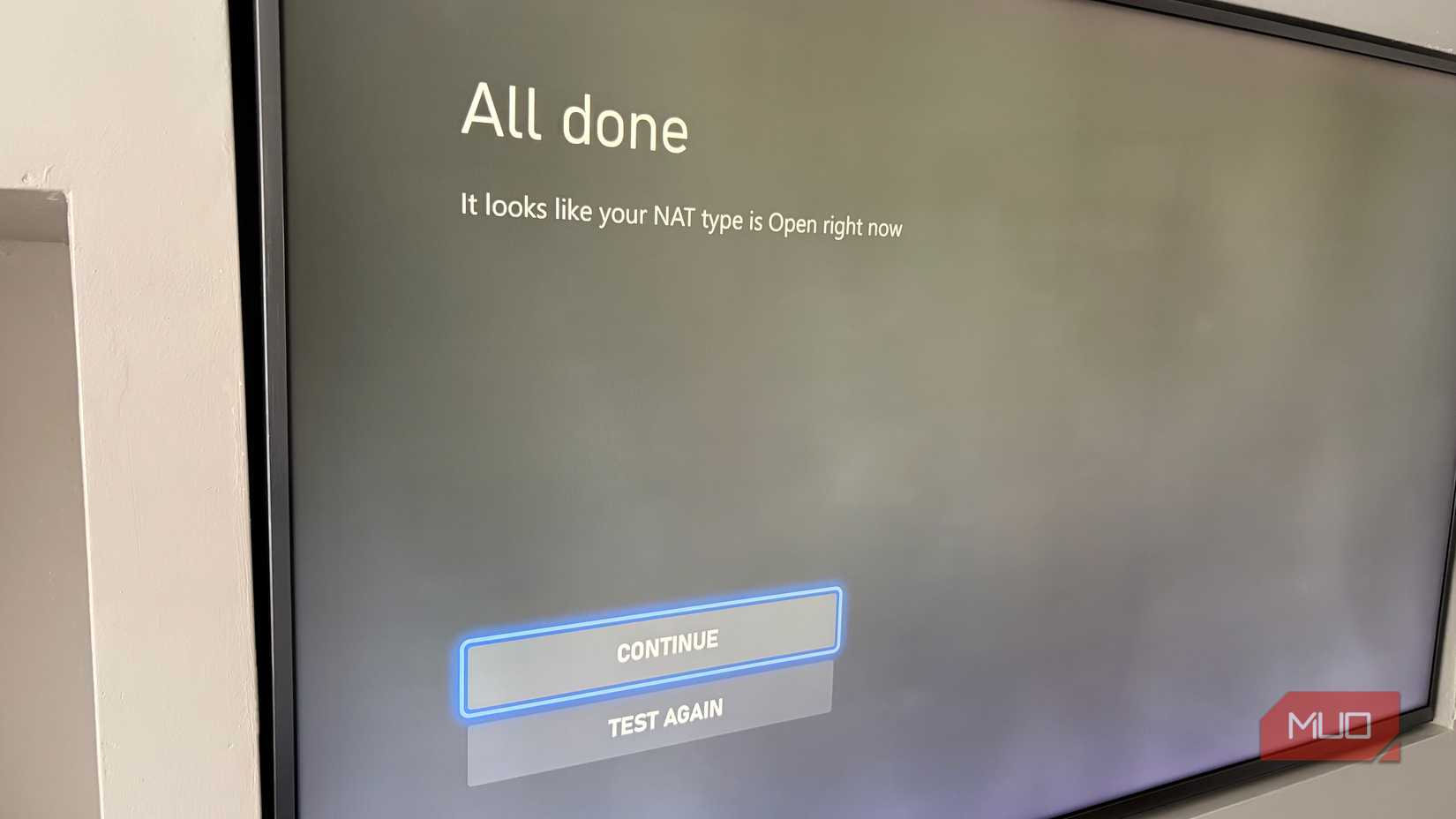 Photo of an Xbox network NAT test result.