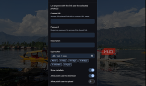 Sharing options on Immich.
