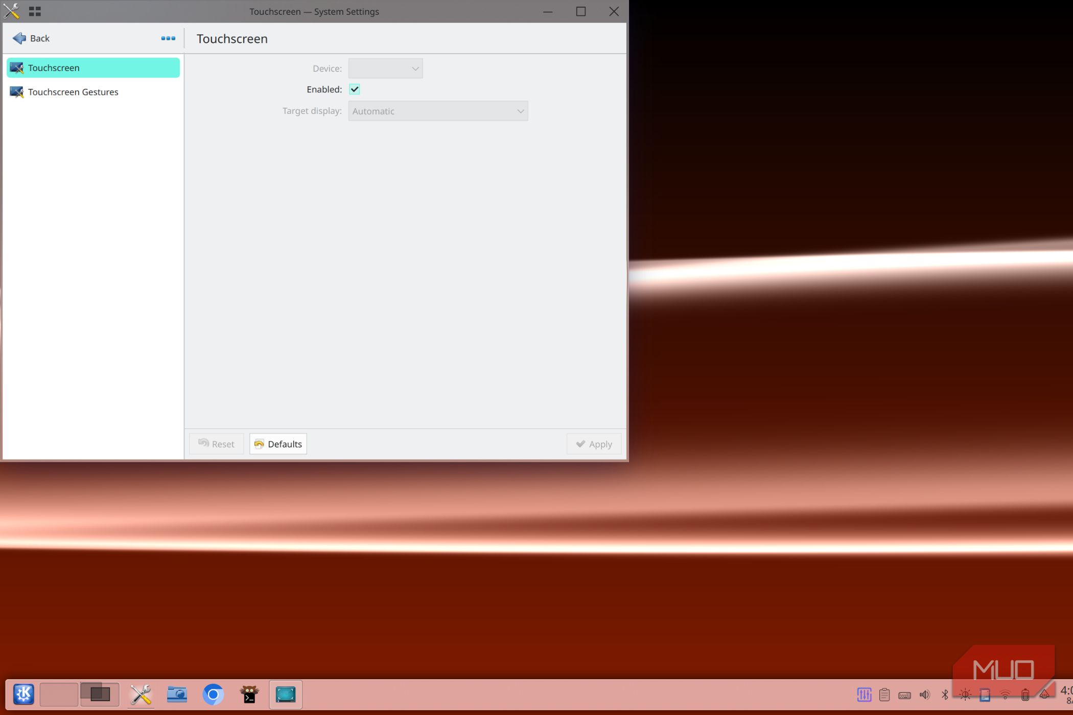 The KDE gesture menu