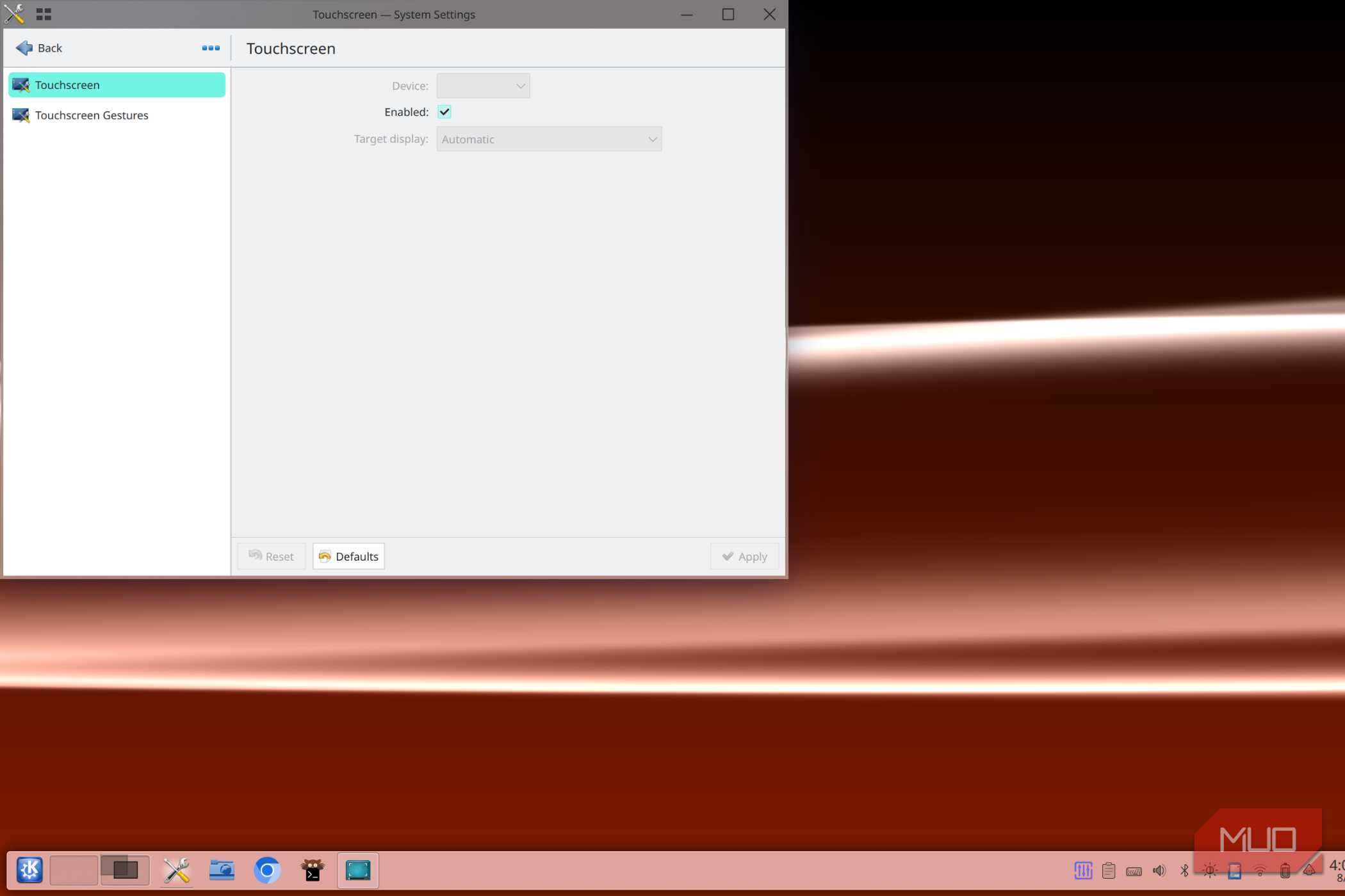 The KDE gesture menu