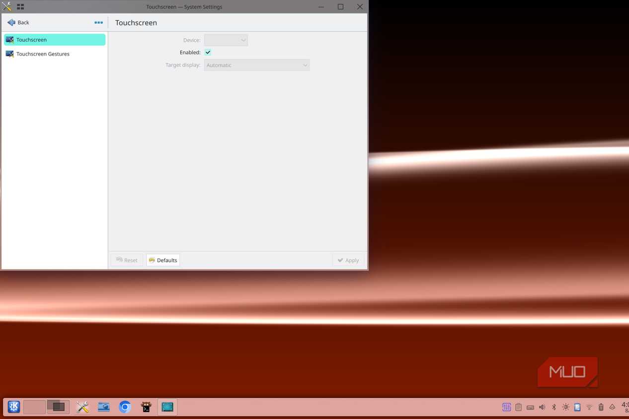 The KDE gesture menu