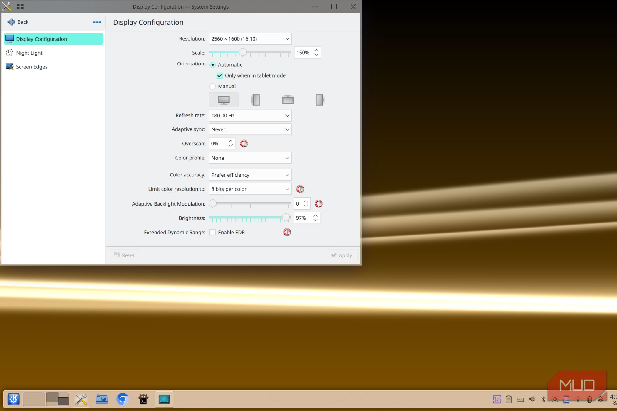 Display settings in KDE