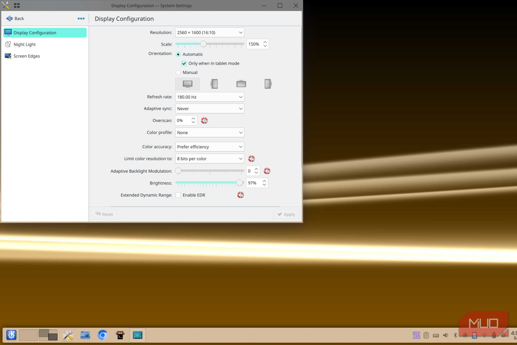 Display settings in KDE