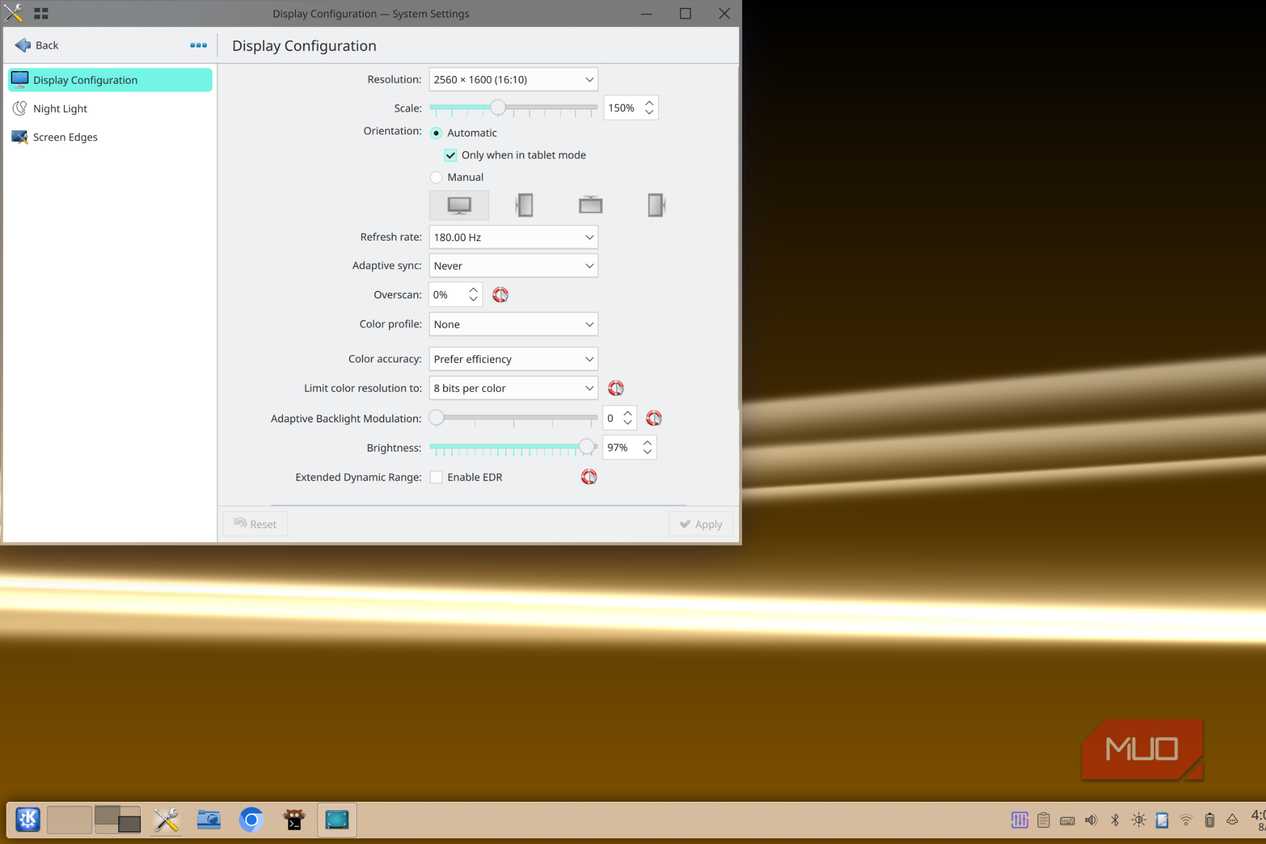 Display settings in KDE