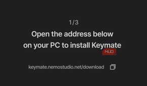 Keymate setup step 1 showing PC download web address