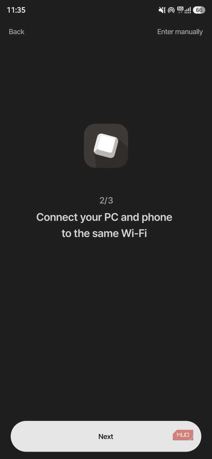 Keymate setup step 2 showing Wi-Fi connection prompt