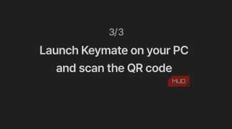 Keymate setup step 3 showing PC QR code scanning prompt