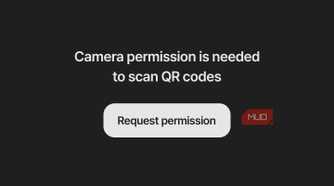 Camera permission request screen for QR code scanning