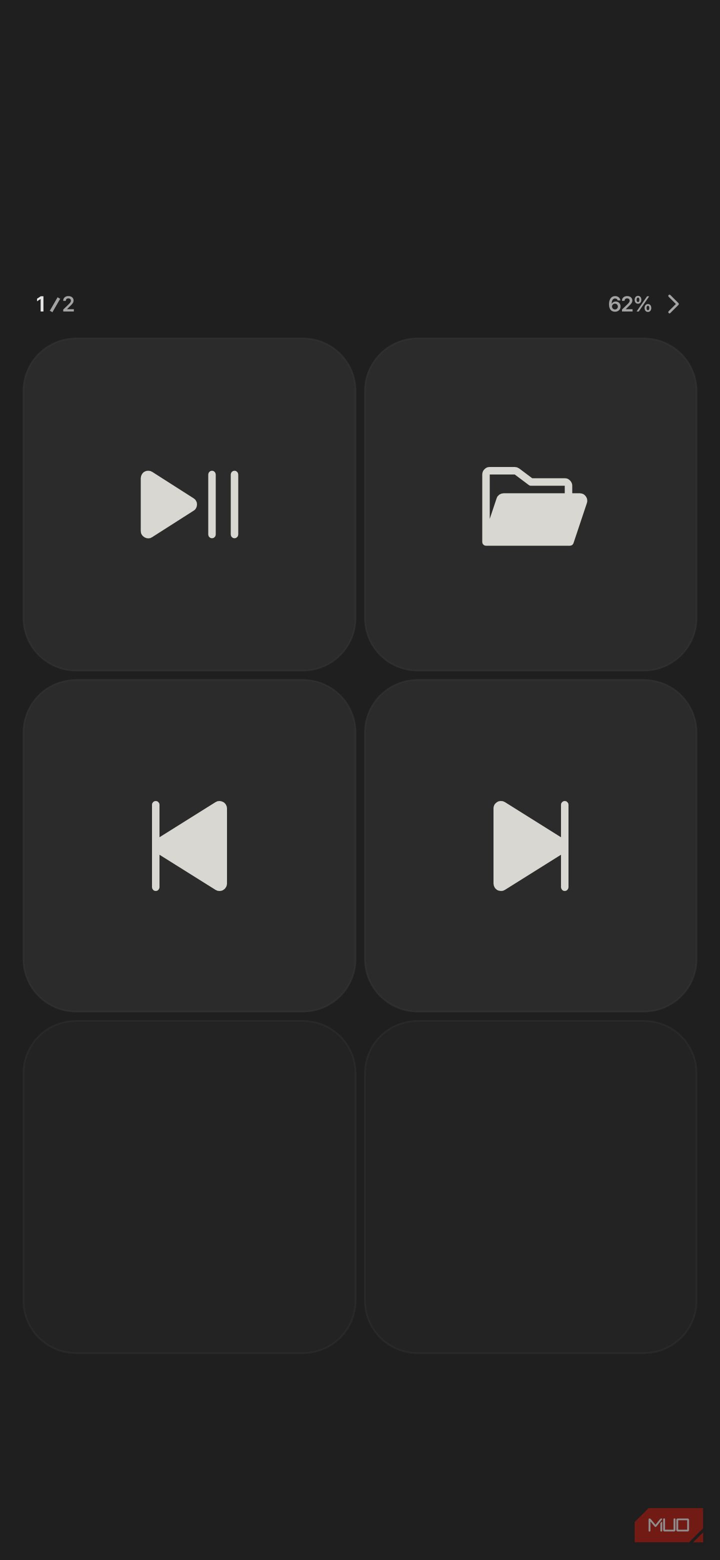 Keymate mobile control pad screen with 2x3 grid layout