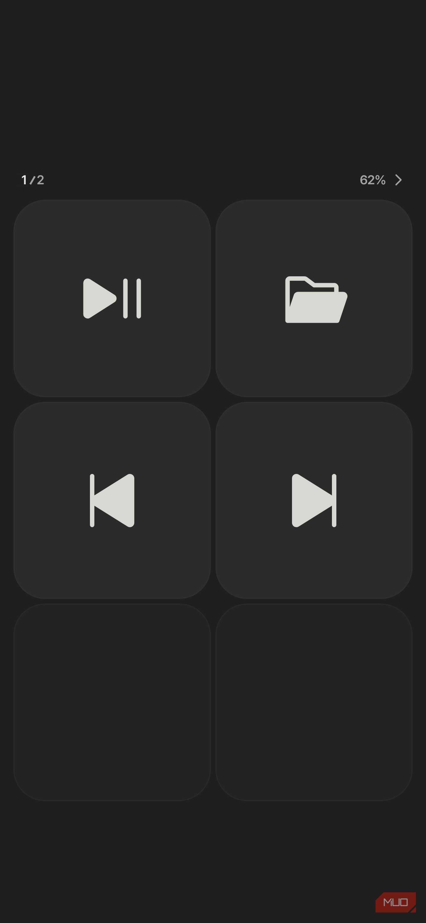 Keymate mobile control pad screen with 2x3 grid layout