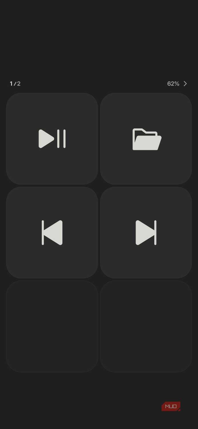 Keymate mobile control pad screen with 2x3 grid layout