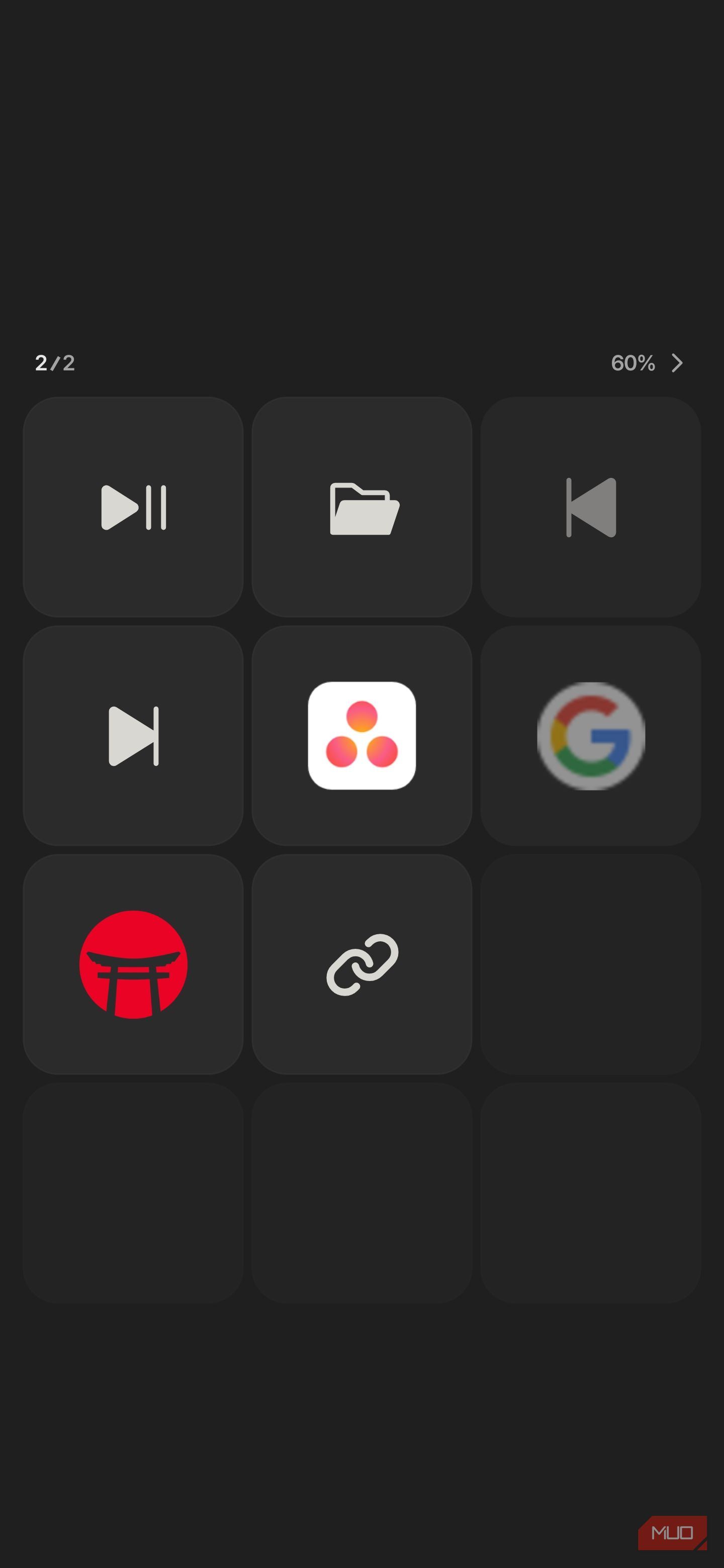 Keymate mobile control pad screen with 3x4 grid layout