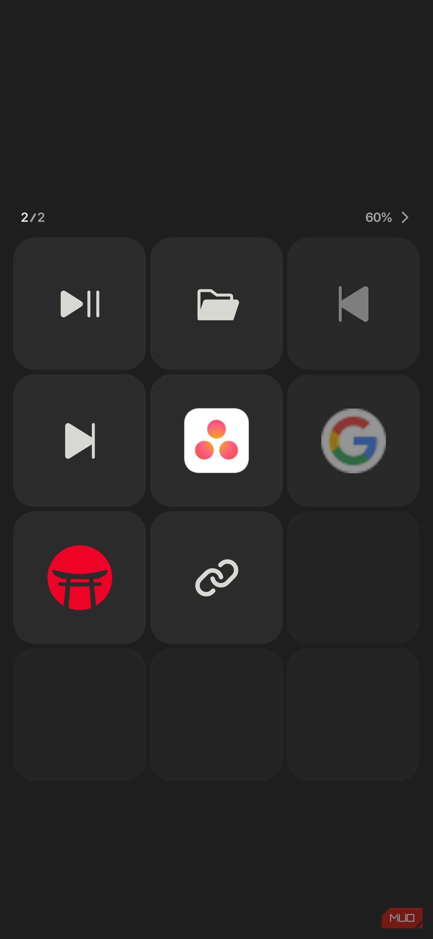 Keymate mobile control pad screen with 3x4 grid layout