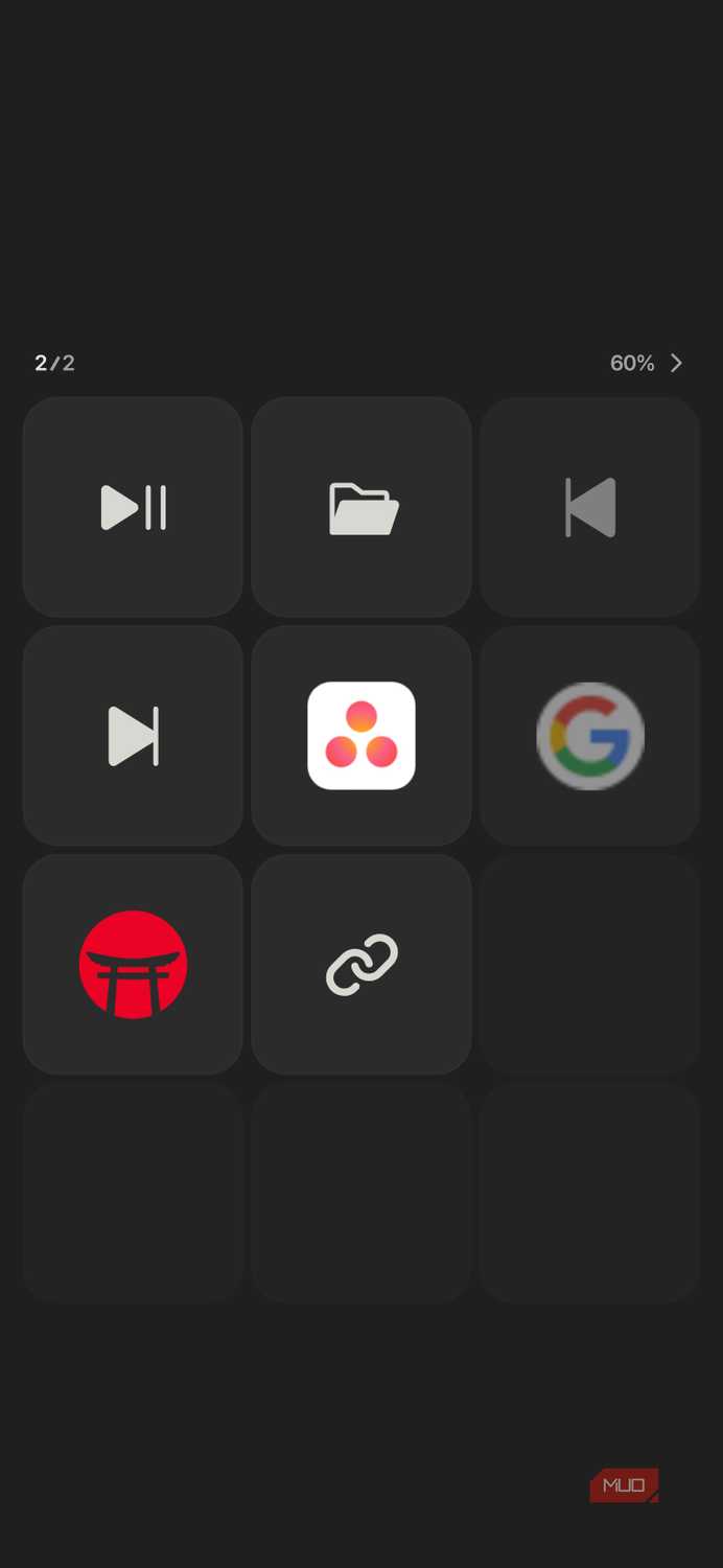 Keymate mobile control pad screen with 3x4 grid layout