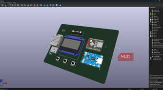KiCAD PCB 3D view.