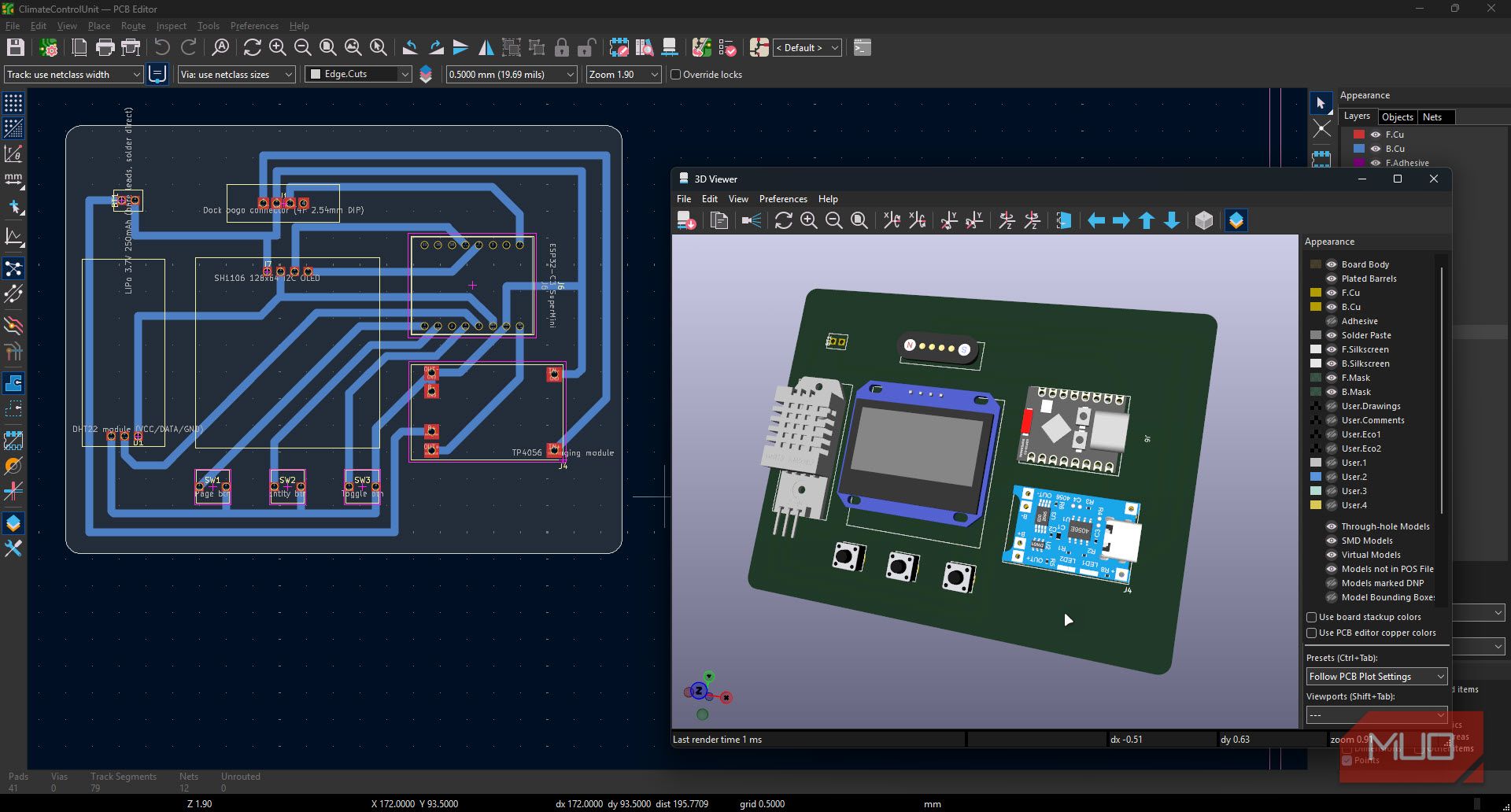 KiCAD with PCB Design schematic.
