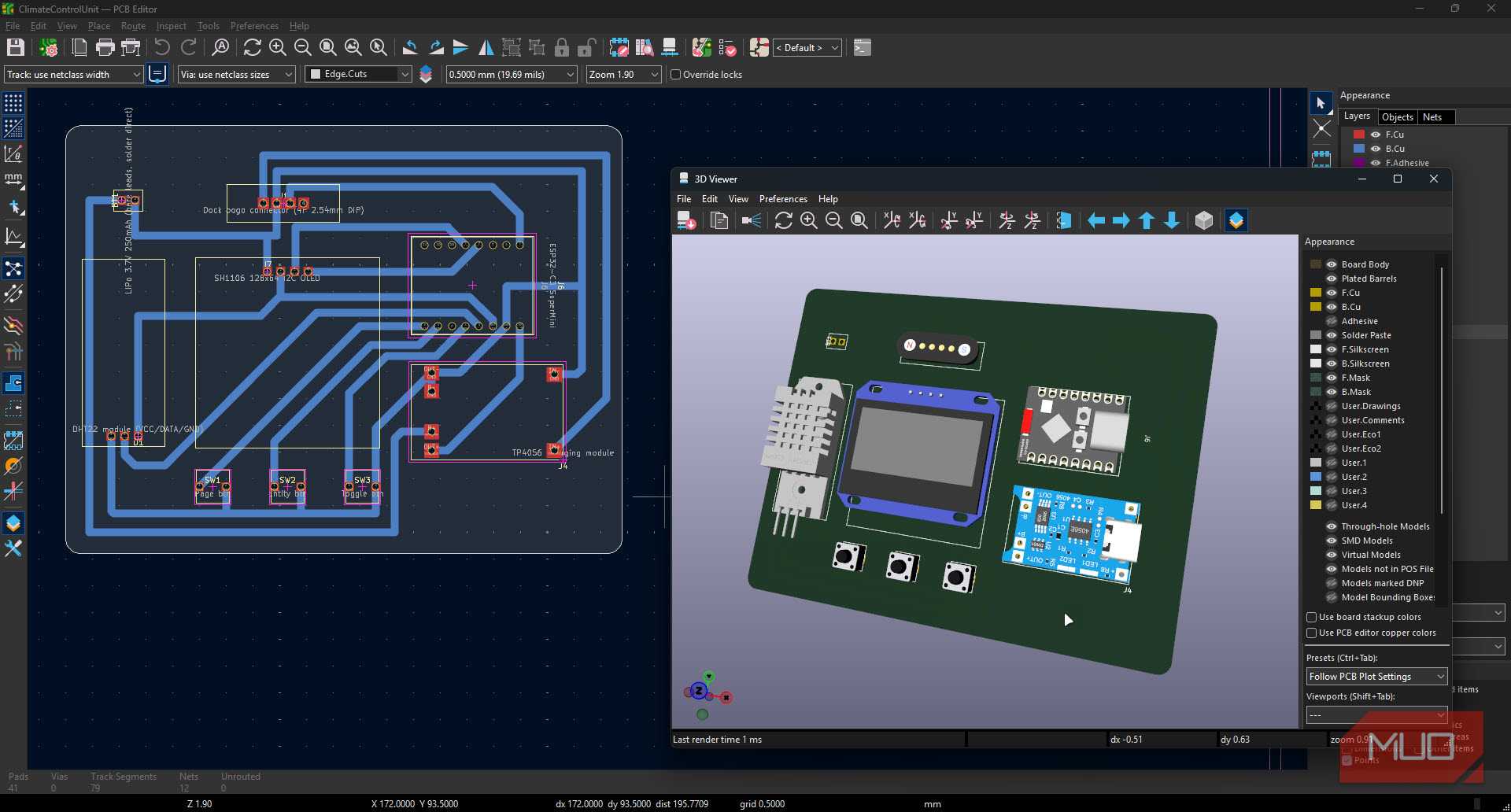 KiCAD with PCB Design schematic.