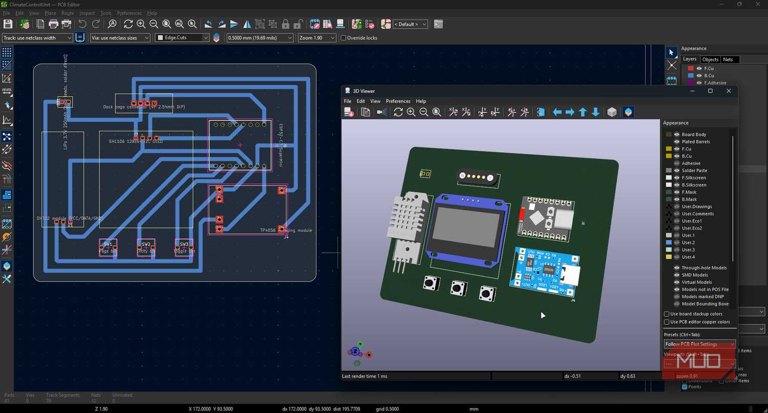 KiCAD with PCB Design schematic.
