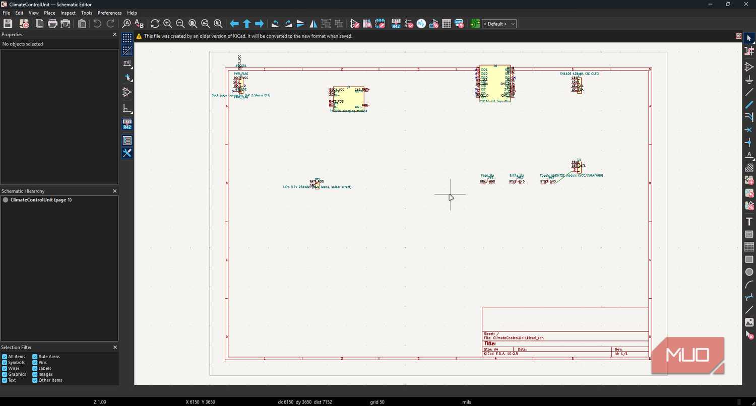 KiCAD with PCB schematic.