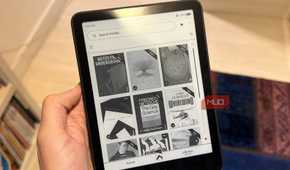 Kindle Paperwhite showing the book library