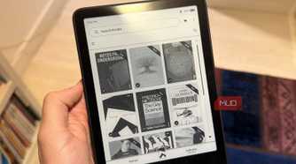 Kindle Paperwhite showing the book library