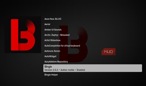 Selecting the Kodi Bingie add-on.