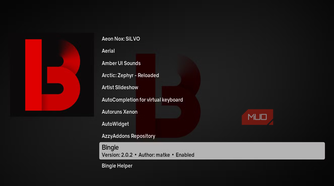 Selecting the Kodi Bingie add-on.