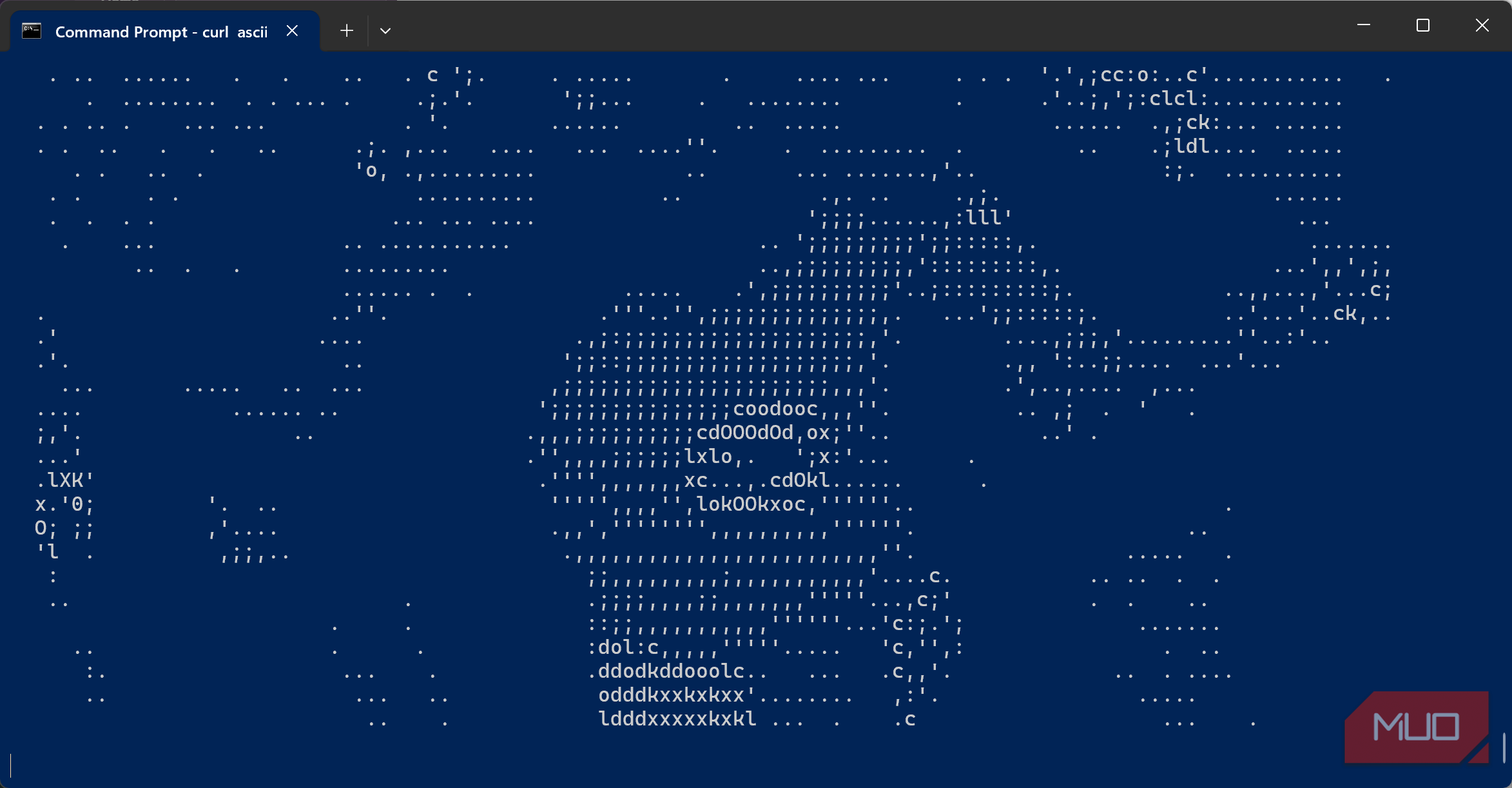 Large central ASCII figure in Command Prompt